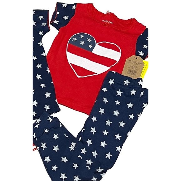 Chick Pea USA NWT 4pc pajama PJs SET stars stripes 4th of July 12m red white blu - Picture 3 of 3